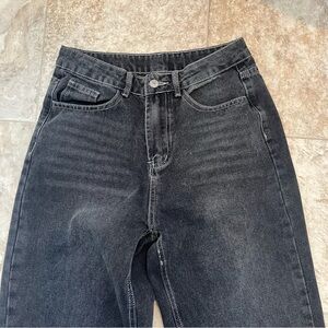 Black High Waisted Boyfriend Wide Leg‎ Jeans